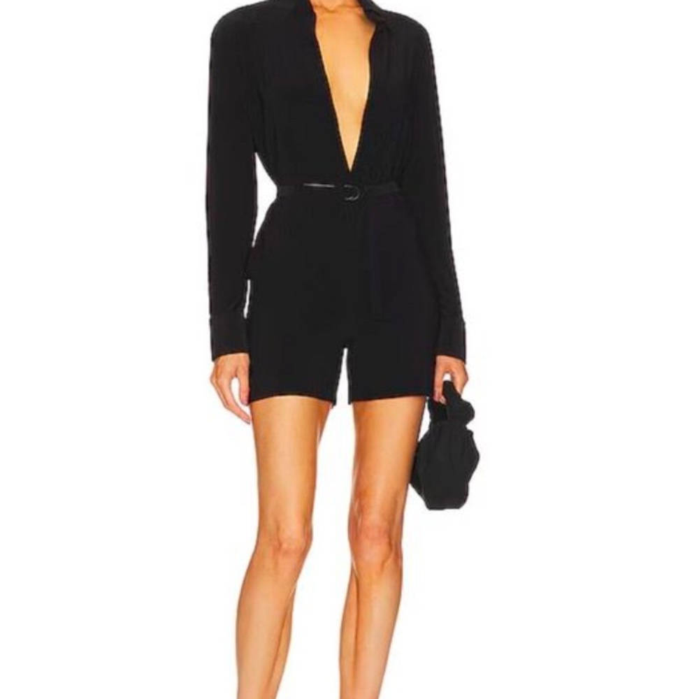 Norma Kamali Black Long Sleeve Romper